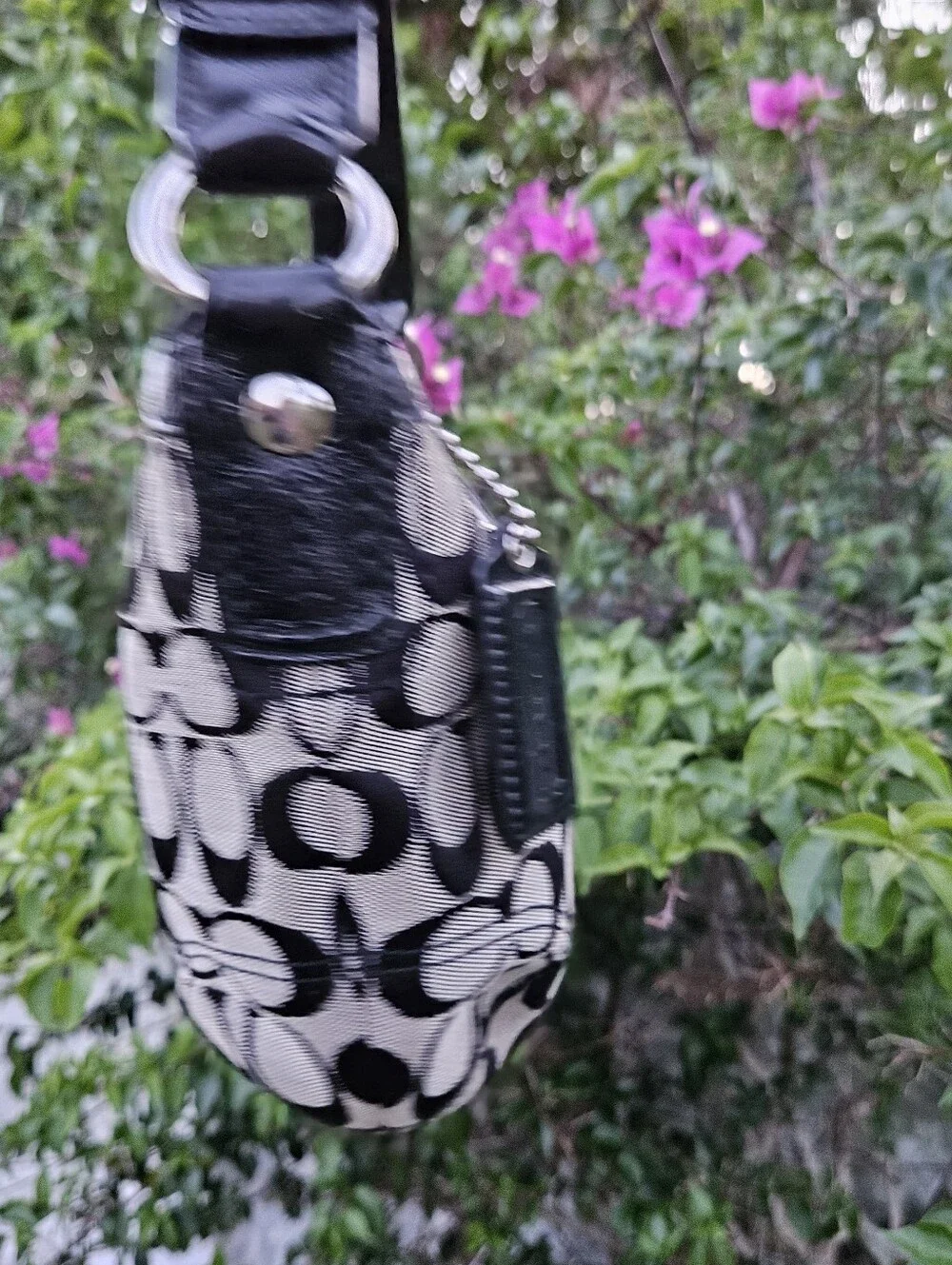 Coach F13114 Soho Signature Black Grey Canvas Hobo Shoulder Bag Hangtag